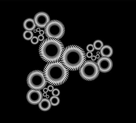 Abstract linear black and white Spiral Fractal. High Saturated. Gradients Different Geometrical Shapesのイラスト素材