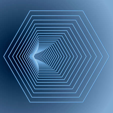 Tunnel or wormhole. Digital wireframe tunnel. 3D tunnel grid. Abstract Background. Vector imageのイラスト素材