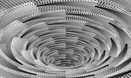 Tunnel or wormhole. Digital wireframe tunnel. 3D tunnel grid. Background abstract vector imageの写真素材