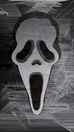 Spooky scream mask on dark background. Vector illustrationのイラスト素材