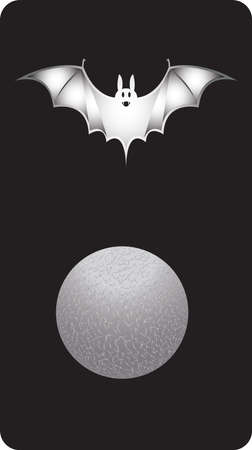 Mobile phone wallpaper at Halloween. Bat iand moon. Vector illustrationのイラスト素材