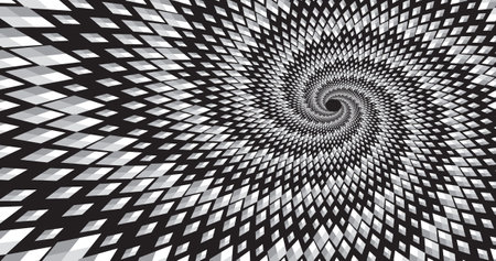 Dotted Halftone Vector Spiral Pattern or Texture. Stipple Dot Backgrounds with Rhombusのイラスト素材
