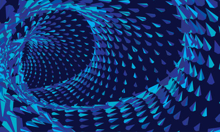Tunnel or wormhole. Digital wireframe tunnel. 3D tunnel grid. Background abstract vector imageのイラスト素材