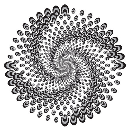 Dotted Halftone Vector Spiral Pattern or Texture. Stipple dot backgrounds with ellipsesのイラスト素材