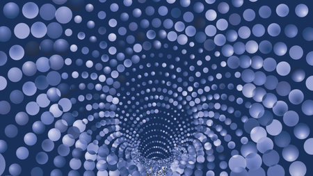 Tunnel or wormhole. Digital wireframe tunnel. 3D tunnel grid. Background abstract vector imageのイラスト素材