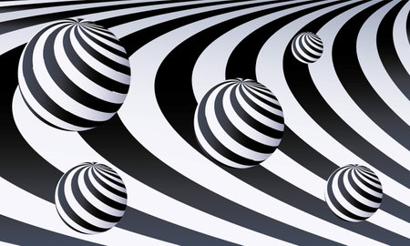 Black-white abstract paint background. Wavy striped fabric surface. Modern screen vector design for mobileのイラスト素材