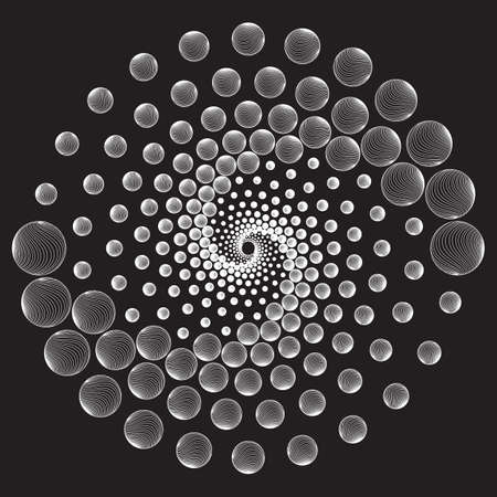 Dotted Halftone Vector Spiral Pattern or Texture. Stipple Dot Backgrounds with Openwork Ellipsesの写真素材