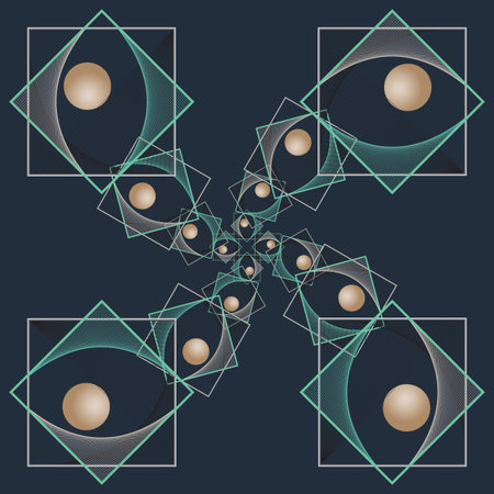 Abstract paint background with rectangles and spheres. Modern screen vector design