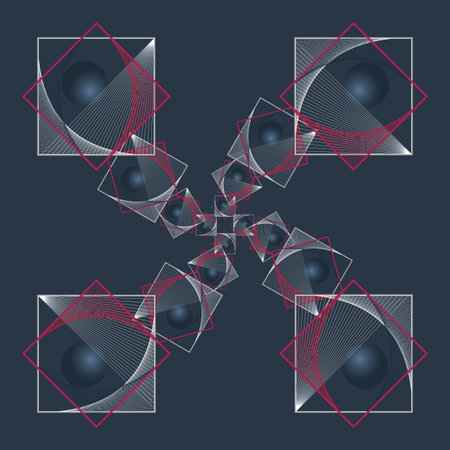 Abstract paint background with rectangles and spheres. Modern screen vector design