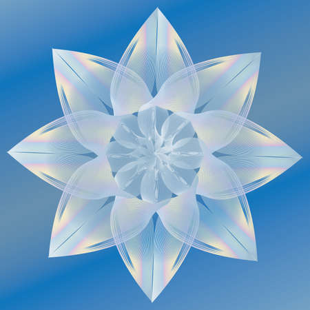 Flower. Mandala, fractal blue pattern. Color Vector design elementのイラスト素材