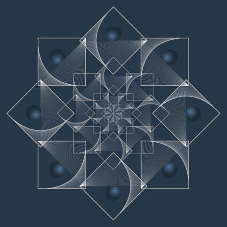 Abstract ornate pattern. Design element with rectangle frames and nets. Modern screen vector designのイラスト素材