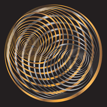 Abstract design element. Gold and Silver striped spheres. Vector illustrationのイラスト素材