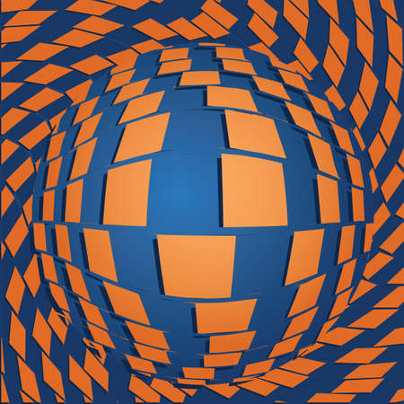 Abstract checkered background with rectangles and sphere. Modern screen vector designのイラスト素材