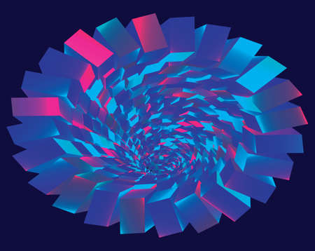 Tunnel or wormhole. Digital wireframe tunnel. 3D tunnel grid. Background abstract vector imageのイラスト素材