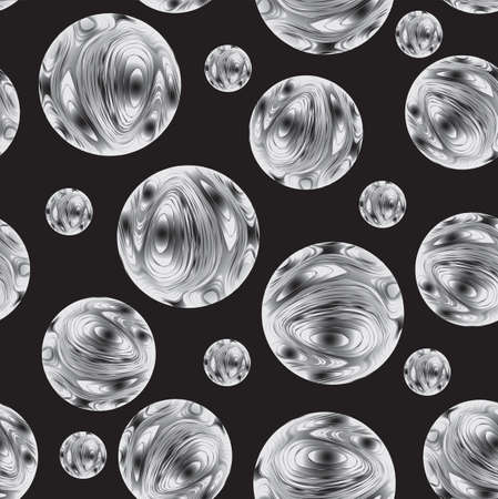 Seamless pattern of gray spheres on dark gray background. Vector illustrationのイラスト素材