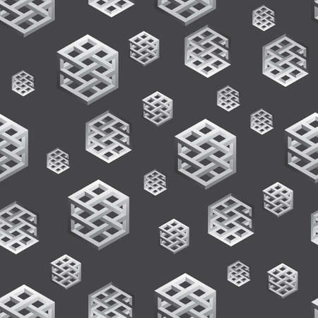 Optical Illusion. Abstract seamless grunge background. Noise structure with cubes. Vector imageのイラスト素材