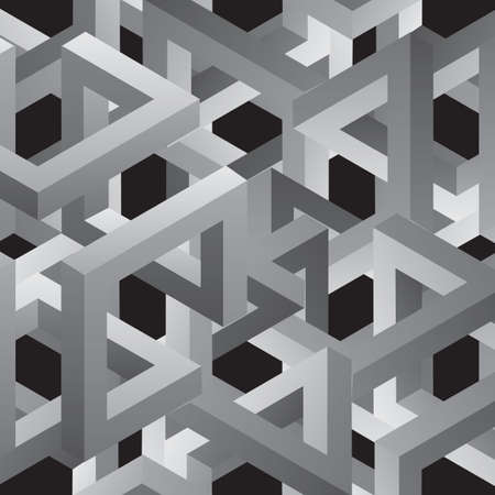Decorative grid. Seamless Gray pattern. 3d sample design. Abstract background. Vector illustrationのイラスト素材