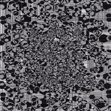 Pattern of black hexagons on gray background. Vector illustration