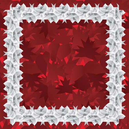 Autumn leaves in Decorative frame. Design element with imitation of stone carving or gypsum stucco. Vector illustrationのイラスト素材