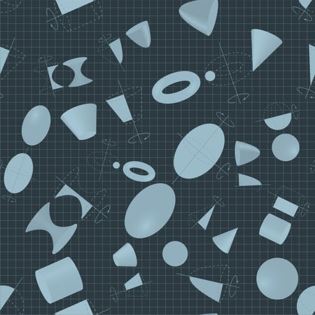 Seamless background of volumetric geometrical shapes. Vector illustration