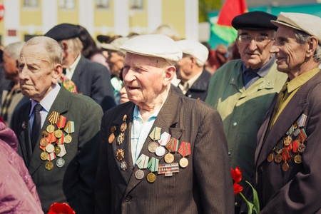 MINSK, BELARUS - MAY 9: Unidentified veterans during the celebration of Victory Day on May 9, 2012 in Minsk, Belarus.のeditorial素材