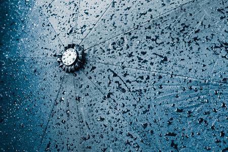 Black umbrella background in wet rain dropsの写真素材