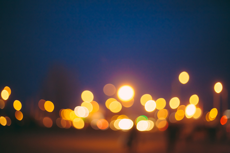 Defocused blue bokeh urban city background effect.  Design backdropの写真素材