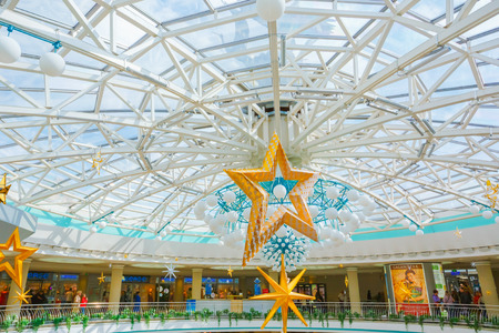 MINSK - AUGUST 27: "Stolitsa" is a major shopping center in Belarussian capital on August 27, 2014 in Minsk, Belarus. 75000 square meters used for rent by shops and boutiques, public catering, rest.のeditorial素材
