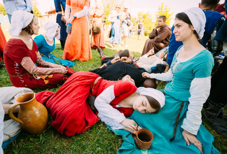 MINSK - JUL 19: Warriors participants of VI festival of medieval culture Our Grunwald, dedicated to...
