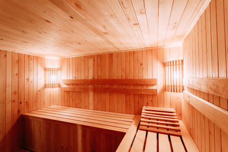 Interior Of The Sauna - Shelves, Lamp, Nobodyのeditorial素材