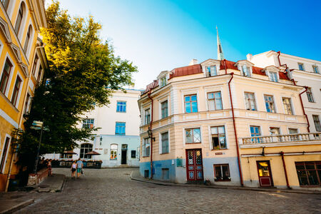 TALLINN, ESTONIA - JULY 26, 2014: Streets And Old Town Architecture Estonian Capitalのeditorial素材