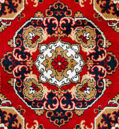 Red Oriental Persian Carpet Texture Backgroundの写真素材
