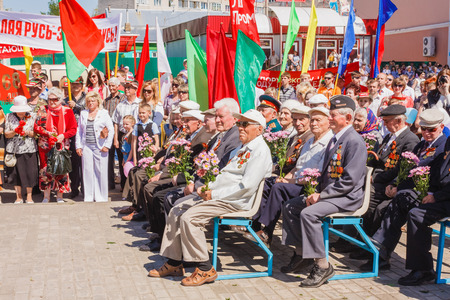Gomel, BELARUS - MAY 9: Unidentified veterans during the celebration of Victory Day on May 9, 2013 in Gomel, Belarus.のeditorial素材