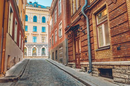 Streets And Old Town Architecture Estonian Capital, Tallinn, Estoniaの写真素材