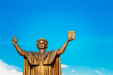 Monument to Francisk Skarina in Minsk, Belarus. Famous Symbol Of Belarusian Culture And Scienceの写真素材