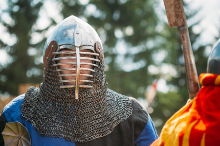 MINSK, BELARUS - JULY 19, 2014: Historical restoration of knightly fights on festival of medieval cultureのeditorial素材
