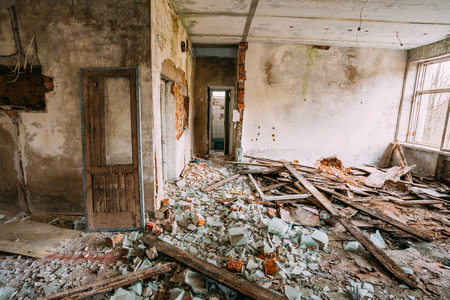 Abandoned House Interior In Chernobyl Resettlement Zone. Chornobyl Disastersの写真素材