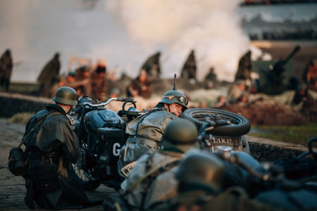 MOGILEV, BELARUS - MAY, 08, 2015: Reconstruction of Battle during events dedicated to 70th...