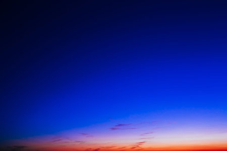 Sky, Bright Blue, Orange And Yellow Colors Sunset