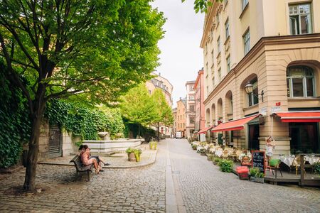 STOCKHOLM, SWEDEN - JULY 30, 2014: Street in the old town in Stockholm in Swedenのeditorial素材