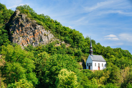 German Church On Rock In Ahrbruck, District Of Ahrweiler, In Rhineland-Palatinate, Germany.の写真素材