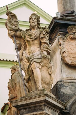 Detail of the Column. Statue on main town square in Cesky Krumlov, Czech Republicの写真素材