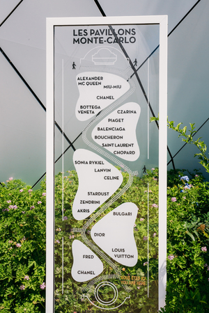 Monte-Carlo, Monaco - June 28, 2015: Arrangement of Monte-Carlo Pavillions. Designed by architect Richard Martinet, the five Pavillons Monte-Carlo house twenty-one luxury boutiques in the centre of Monacoのeditorial素材