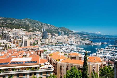 City Pier, Jetty In Sunny Summer Day. Monaco, Monte Carlo architecture.