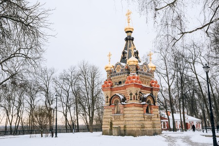 Chapel-tomb of Paskevich - 1870-1889 years in Gomel, Belarus. Winter seasonの写真素材