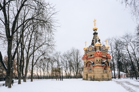 Chapel-tomb of Paskevich - 1870-1889 years in Gomel, Belarus. Winter seasonの写真素材