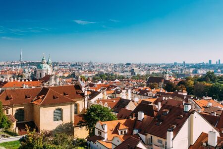 Prague cityscape, Czech Republic. Sunny blue clear skyの写真素材