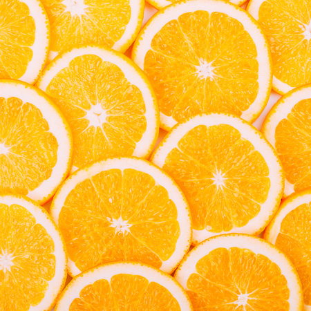 Yummy Oranges Fruit Background. Healthy Food Concept