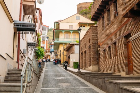 Tbilisi, Georgia - May 19, 2016: Residential area located on a hill in Tbilisi, Georgia.のeditorial素材