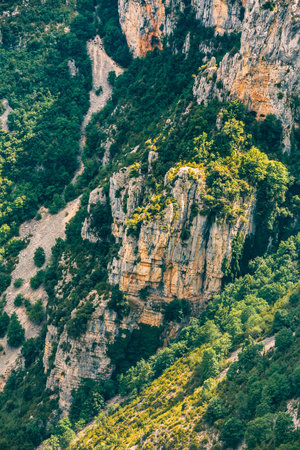 Rocky background of the Gorges Du Verdon in south-eastern France. Provence-Alpes-Cote d'Azur.